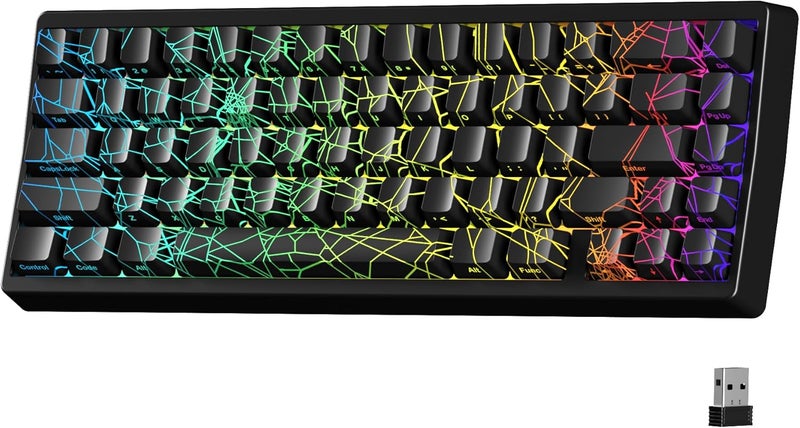 HITIME x XVX M67 60% Percent Keyboard Wireless, QMK/VIA Black Spider Web Gaming Keyboard, Tri-Mode Thocky Creamy Mechanical Key Board, Hot Swappable Gasket Mount RGB IMD Tech for Win/Mac - Image 1